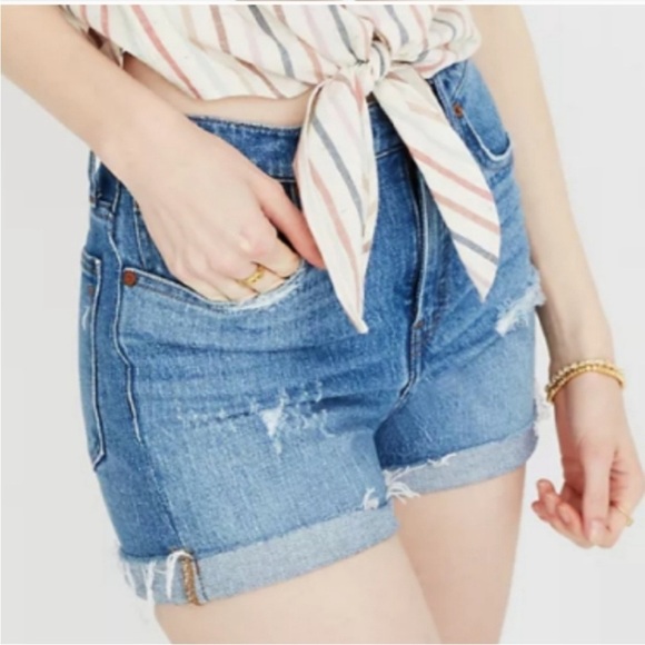 MADEWELL high-rise denim shorts distressed - Picture 2 of 2